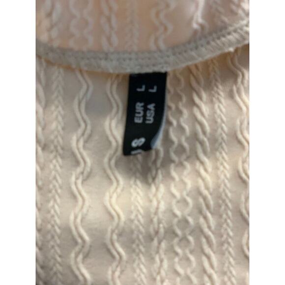 OYANUS Women's V Neck Long Bishop Sleeve Knit Apricot Sweater‎ Dress  Sz L - Picture 4 of 4